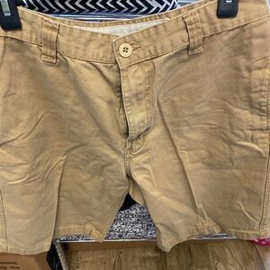 PD&C Shorts Mens 34 Tan Flat Front Cotton Pockets